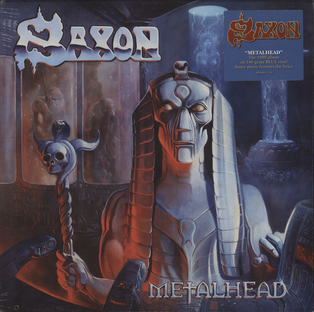 Saxon Metalhead - Blue Vinyl - Sealed UK vinyl LP album (LP record) DEMREC154