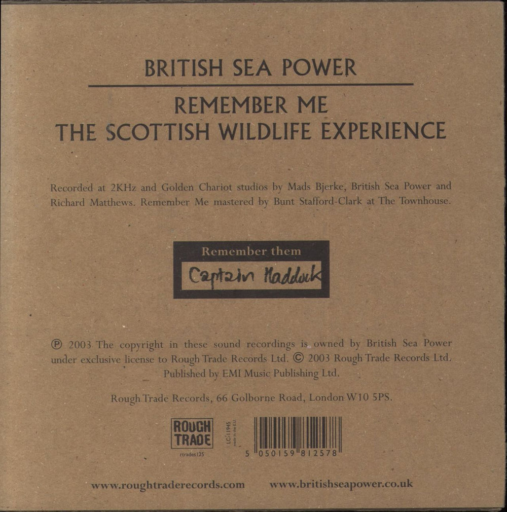 Sea Power Remember Me - Captain Haddock UK 7" vinyl single (7 inch record / 45) 5050159812578