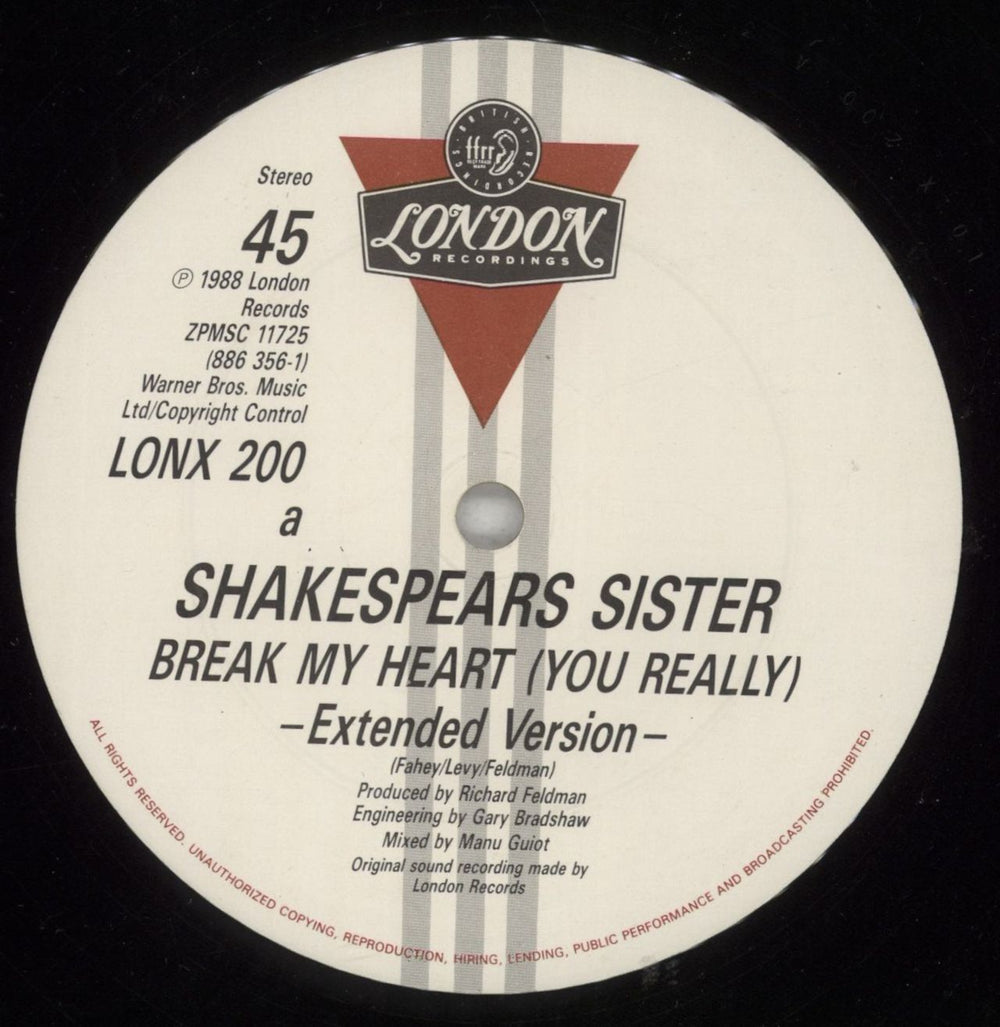 Shakespear's Sister Break My Heart UK 12" vinyl single (12 inch record / Maxi-single) SIS12BR58081