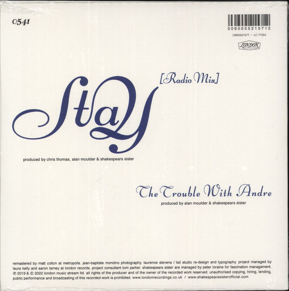 Shakespear's Sister Stay - Sealed - Signed Lyric Sheet UK 7" vinyl single (7 inch record / 45) 5060555215712