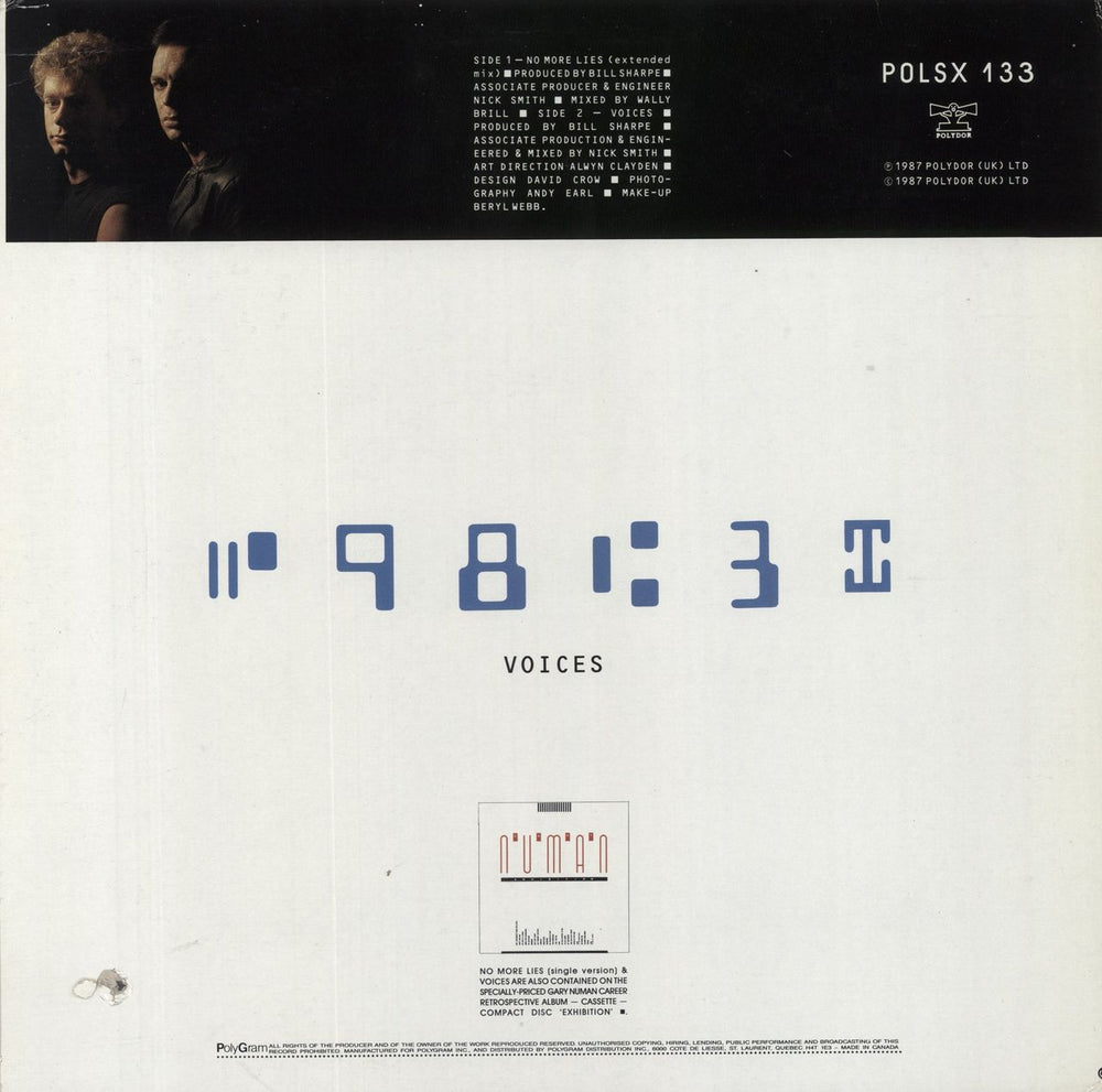 Sharpe & Numan No More Lies - Extended Mix Canadian 12" vinyl single (12 inch record / Maxi-single)