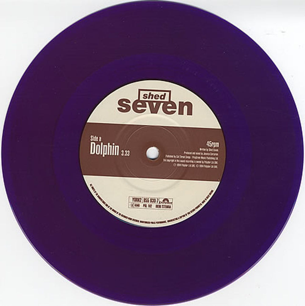 Shed Seven Dolphin - Purple Vinyl + Stickered sleeve UK 7" vinyl single (7 inch record / 45) S-S07DO58157