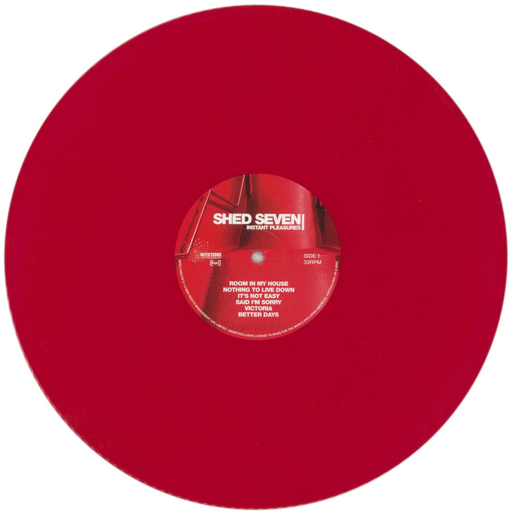 Shed Seven Instant Pleasures - Red Vinyl - Autographed UK vinyl LP album (LP record) S-SLPIN875492