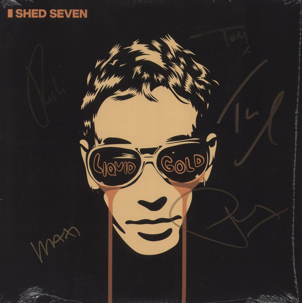 Shed Seven Liquid Gold - Gold & Black Splatter Vinyl + Autographed Sleeve - Sealed UK 2-LP vinyl record set (Double LP Album) COOKLP920SOV