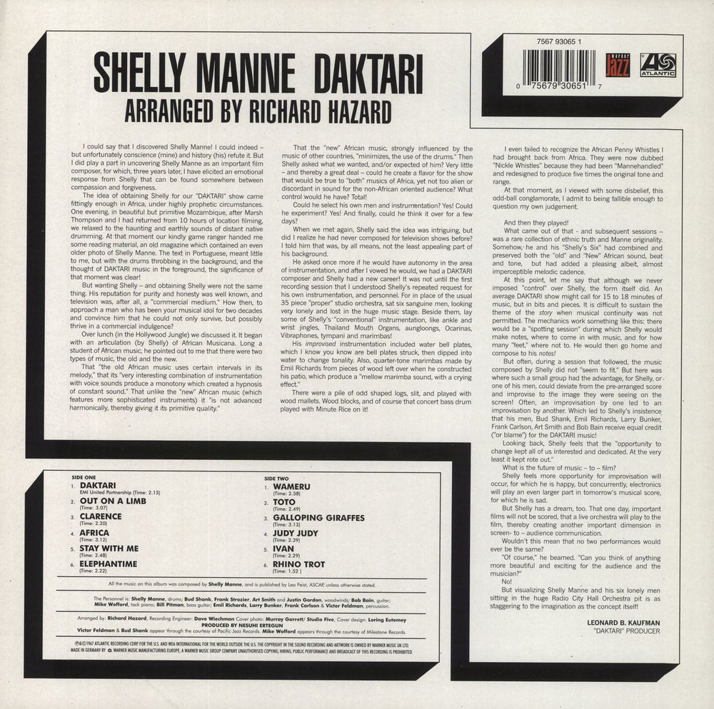 Shelly Manne Daktari UK vinyl LP album (LP record) 075679306517