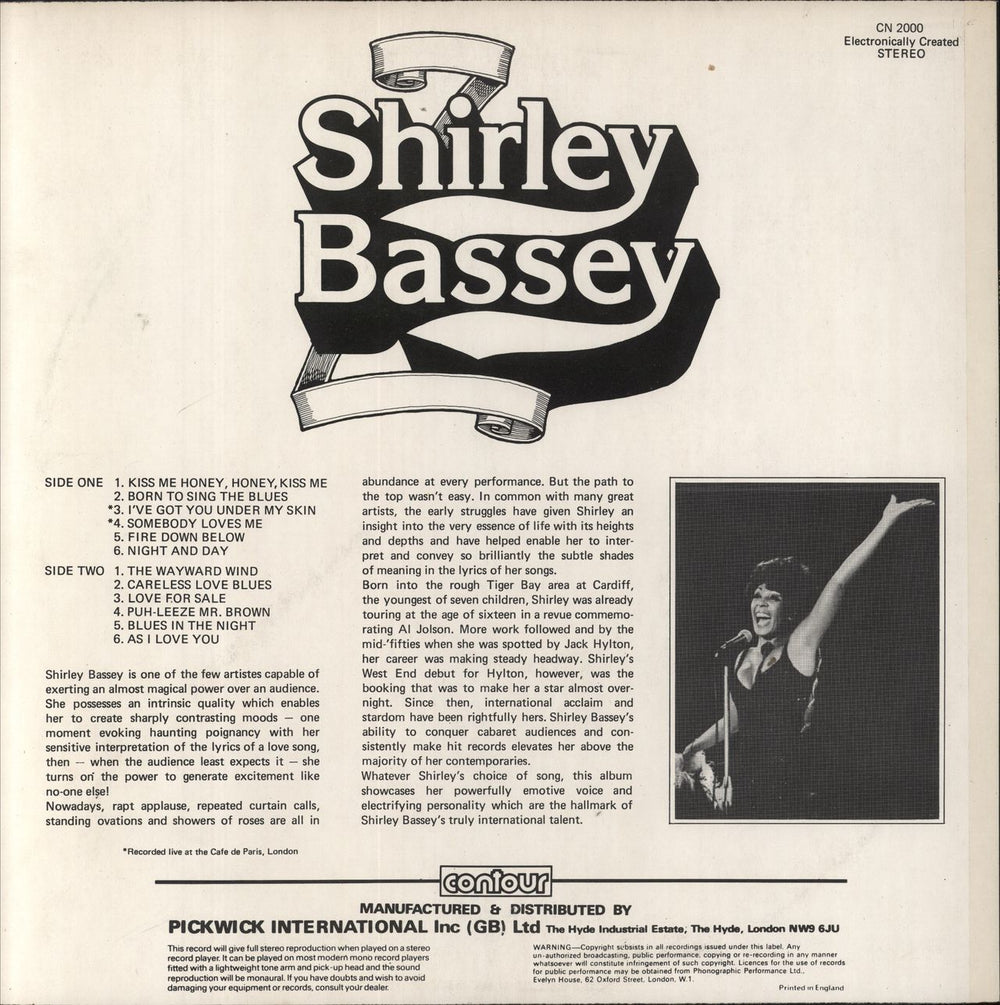 Shirley Bassey Shirley Bassey UK vinyl LP album (LP record)