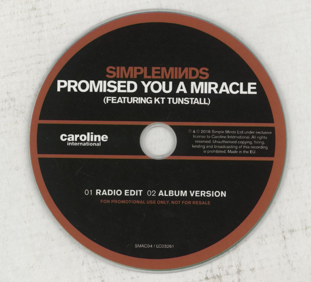 Simple Minds Promised You A Miracle UK Promo CD single (CD5 / 5") SIMC5PR661949