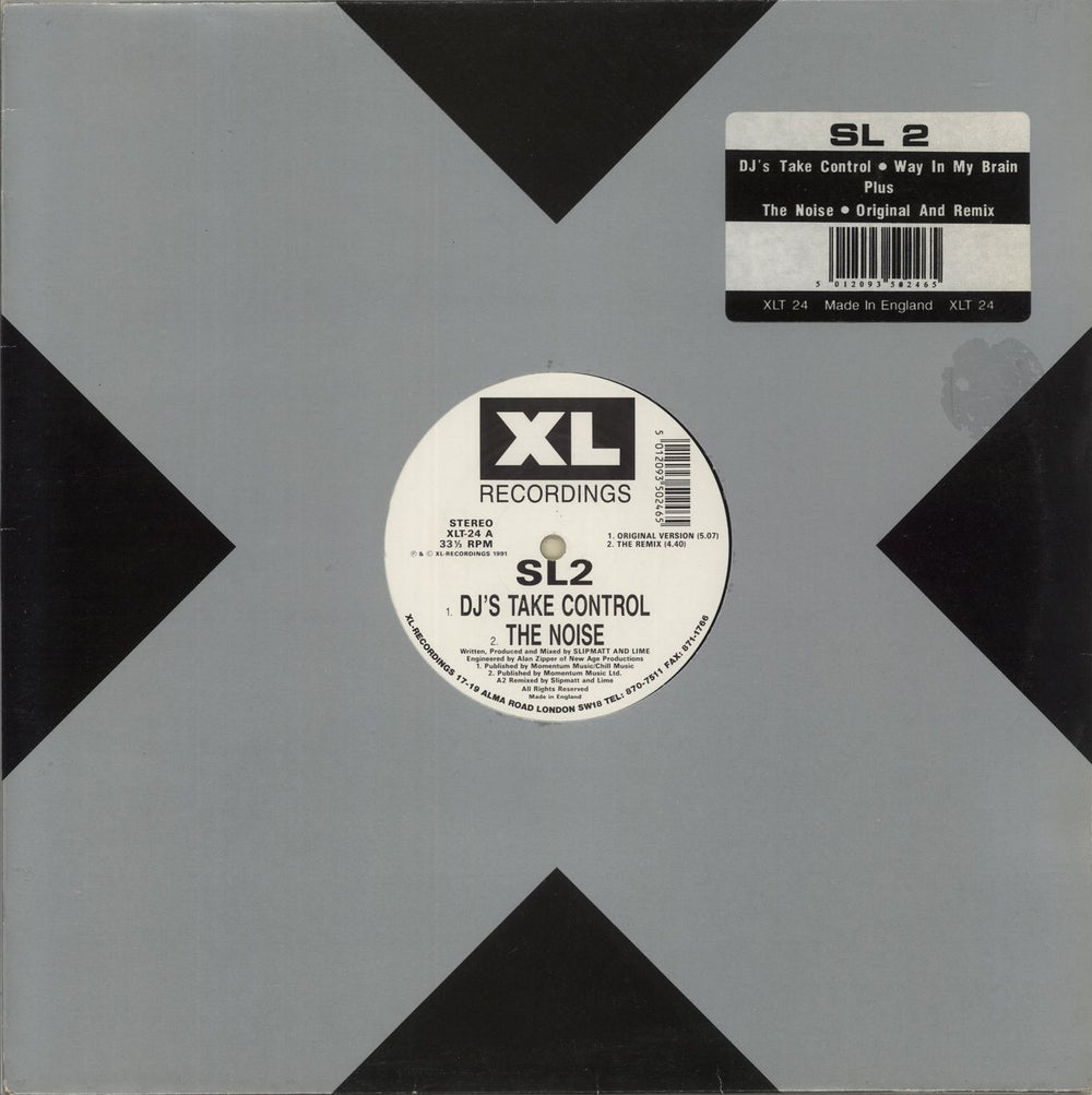 SL2 DJ's Take Control / Way In My Brain UK 12" vinyl single (12 inch record / Maxi-single) XLT-24