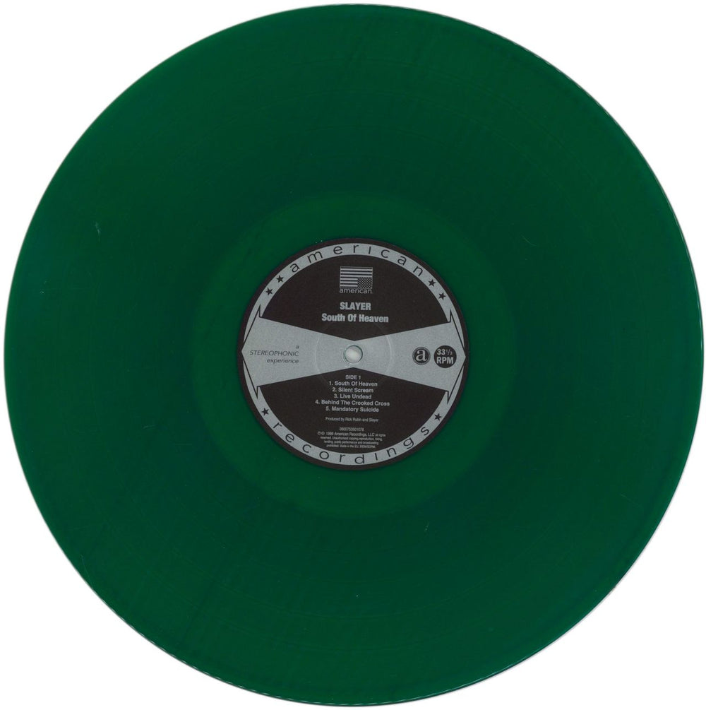 Slayer South Of Heaven - 180g Green Vinyl UK vinyl LP album (LP record) SLALPSO863405