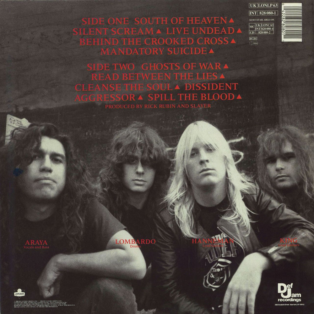Slayer South Of Heaven - Inner - Hype Stickered UK vinyl LP album (LP record) 042282808011