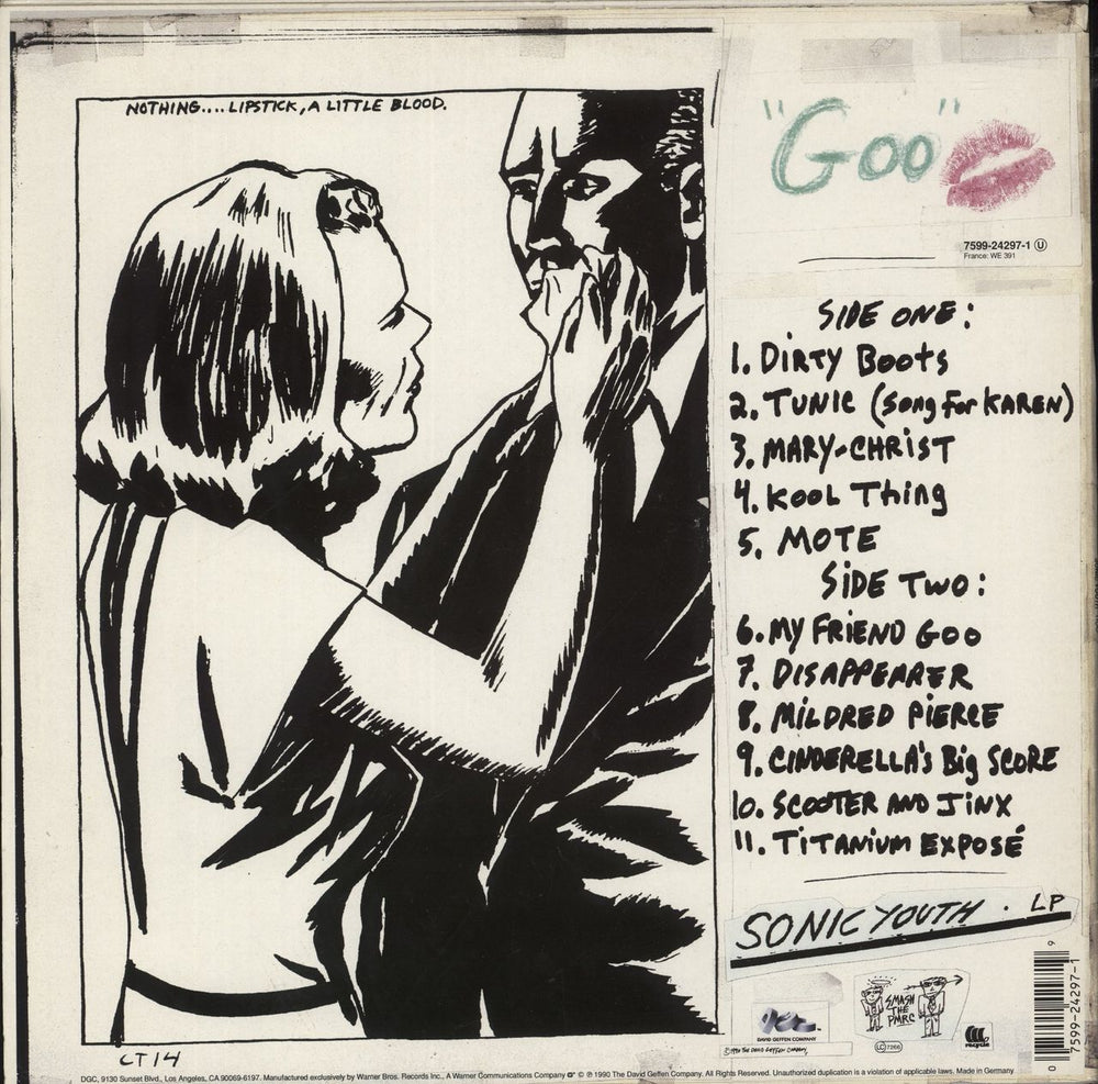 Sonic Youth Goo - Autographed German vinyl LP album (LP record) 075992429719