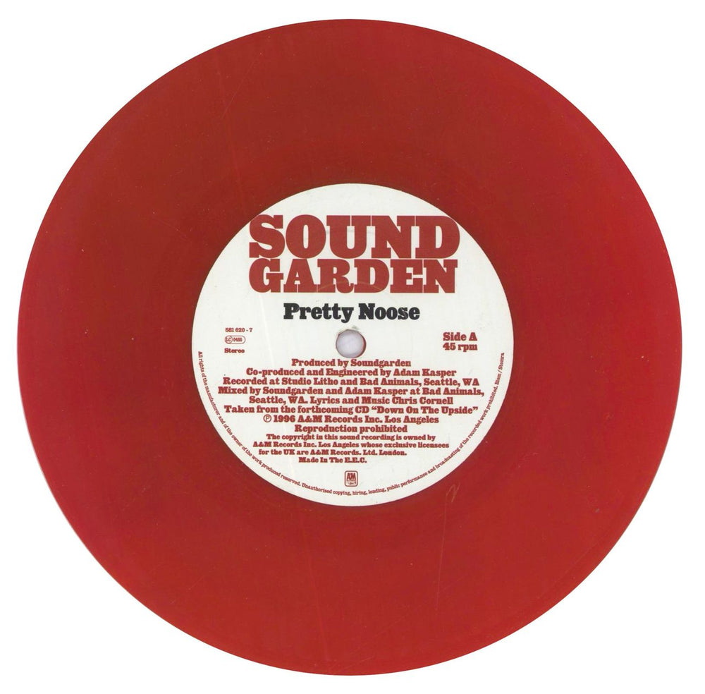 Soundgarden Pretty Noose - Red Vinyl/Numbered Sleeve UK 7" vinyl single (7 inch record / 45) SOU07PR78120