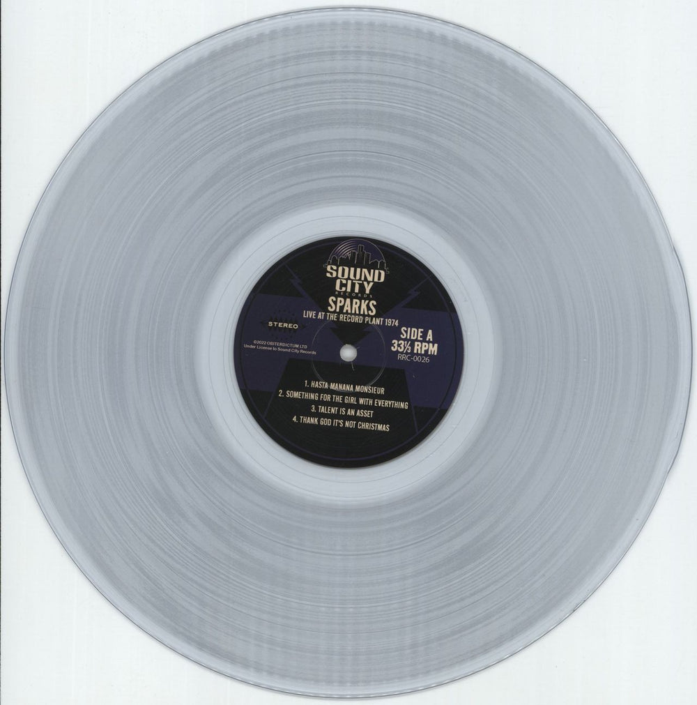 Sparks Live At The Record Plant 1974 - RSD Black Friday 2023 - Clear Vinyl - Shrink UK vinyl LP album (LP record) SPALPLI876318