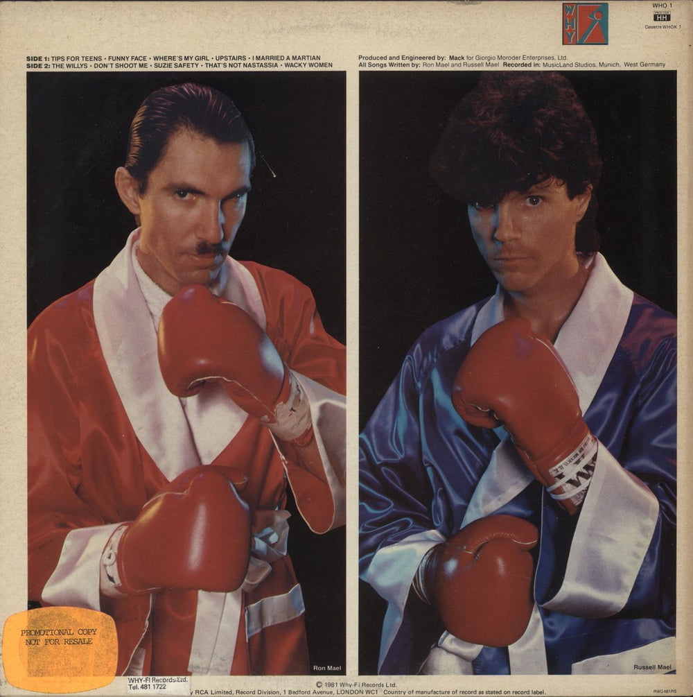 Sparks Whomp That Sucker UK Promo vinyl LP album (LP record)