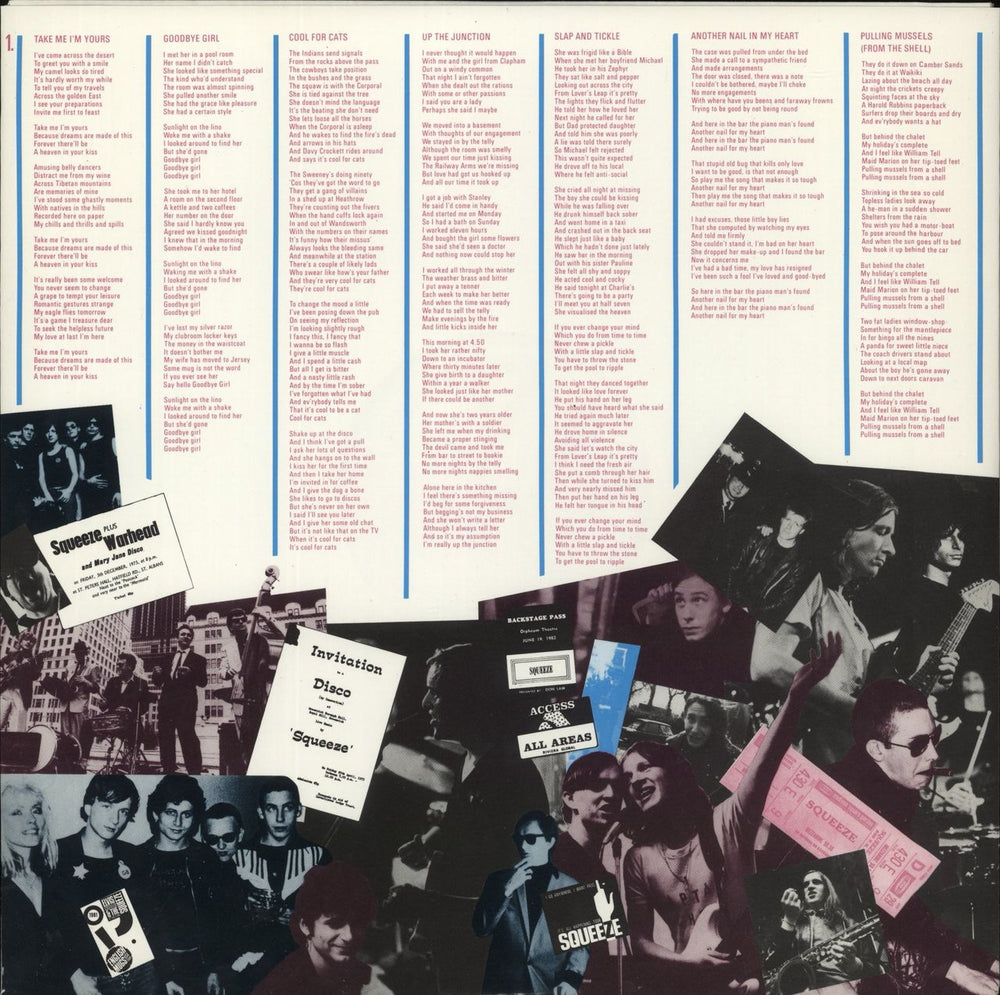 Squeeze Singles - 45's And Under - Sticker + Insert UK vinyl LP album (LP record)