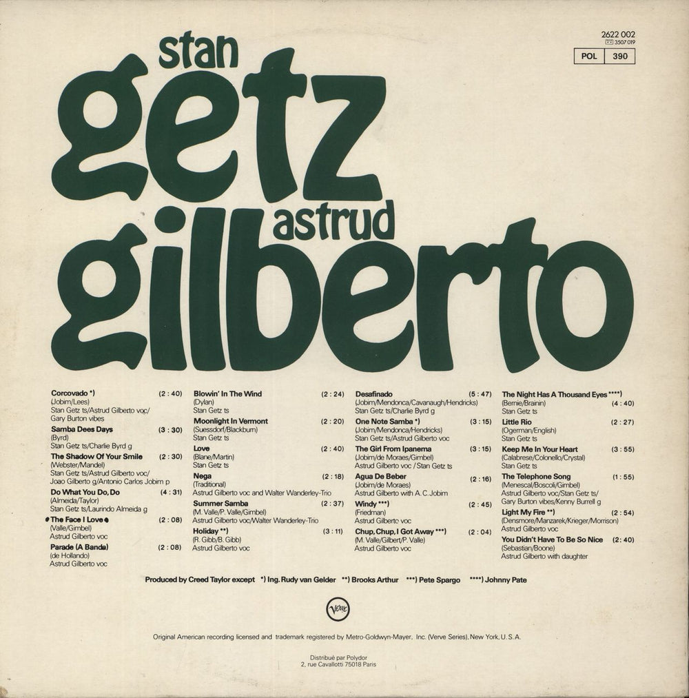 Stan Getz Stan Getz / Astrud Gilberto French 2-LP vinyl record set (Double LP Album)