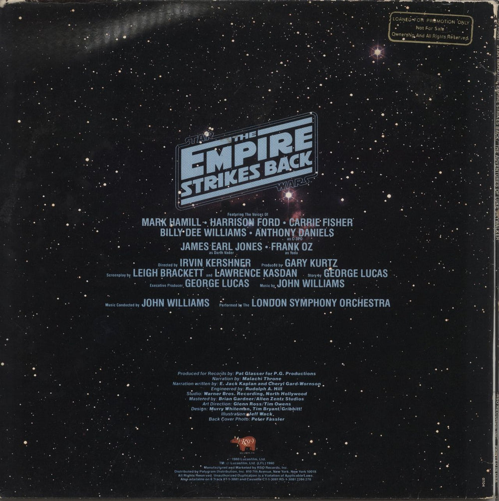 Star Wars The Empire Strikes Back - White Label Promo + Insert US Promo vinyl LP album (LP record)