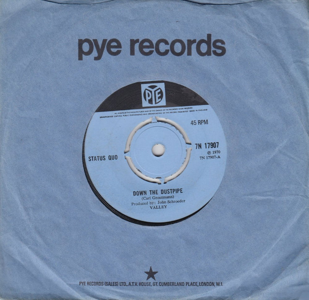 Status Quo Down The Dustpipe - 4pr - VG UK 7" vinyl single (7 inch record / 45) 7N17907