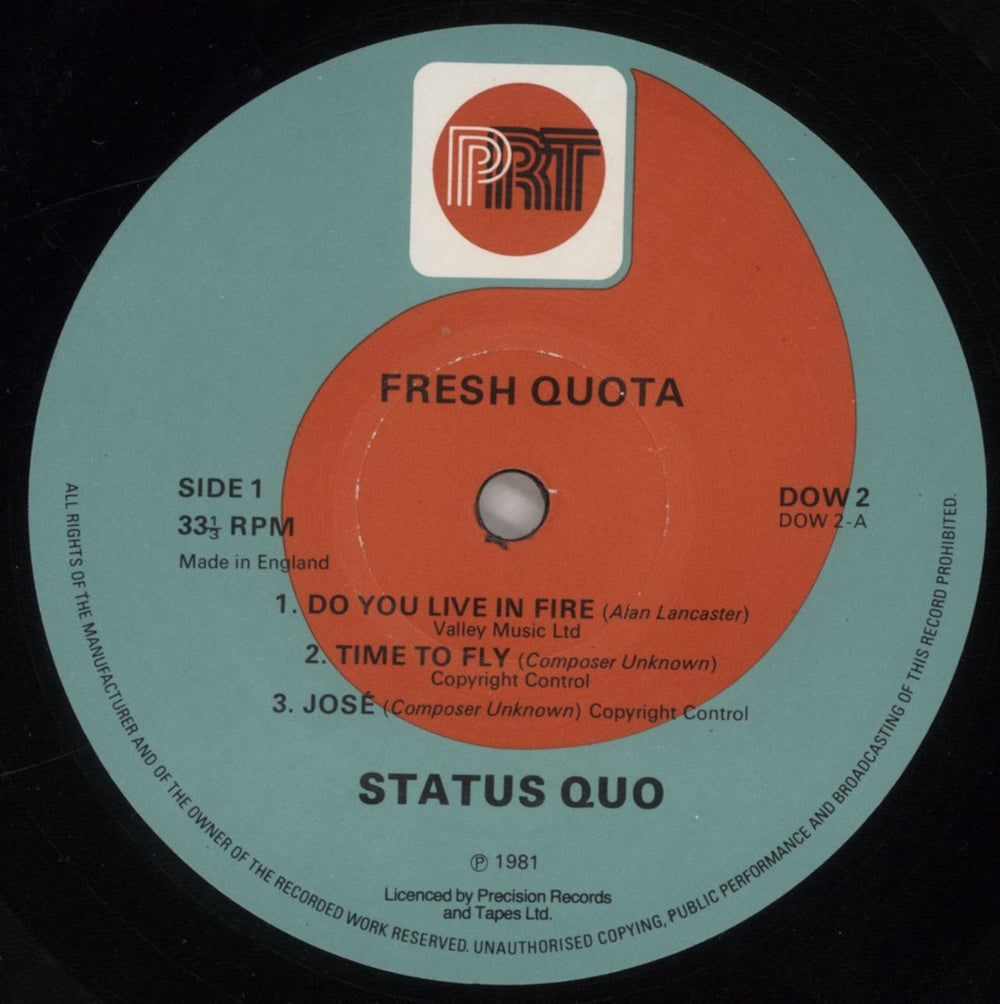 Status Quo Fresh Quota UK 10" vinyl single (10 inch record) QUO10FR36087