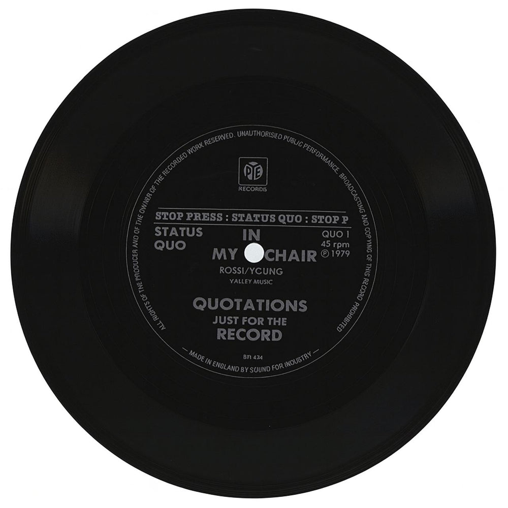 Status Quo In My Chair - Flexi UK 7" vinyl single (7 inch record / 45) QUO1/SFI434