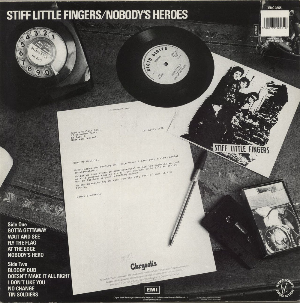 Stiff Little Fingers Nobody's Heroes UK vinyl LP album (LP record) 007777920616