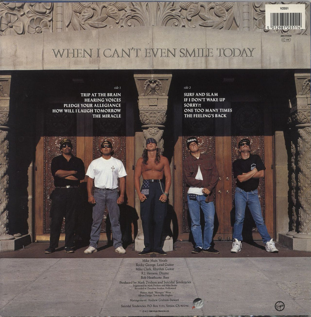 Suicidal Tendencies How Will I Laugh Tomorrow When I Can't Even Smile Today - EX UK vinyl LP album (LP record) 5012981255114