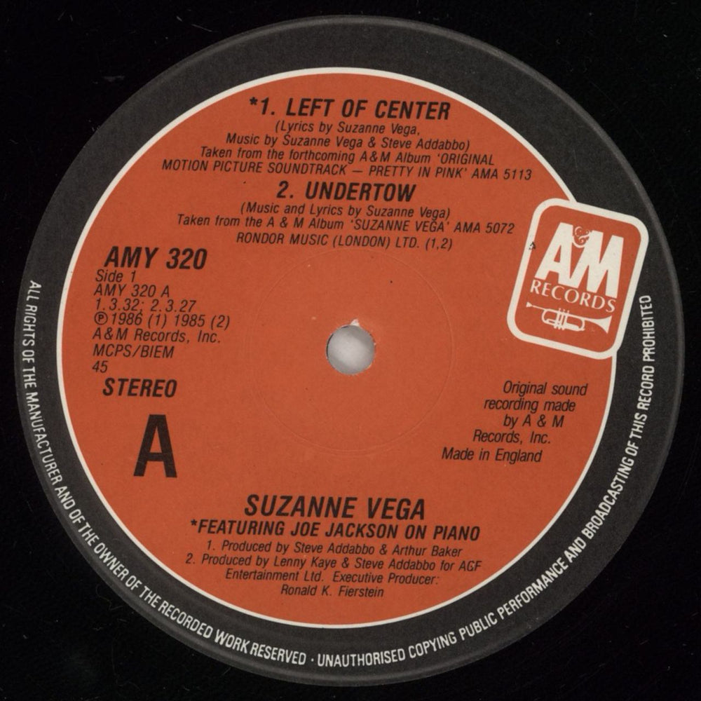 Suzanne Vega Left Of Center UK 10" vinyl single (10 inch record) VEG10LE45940
