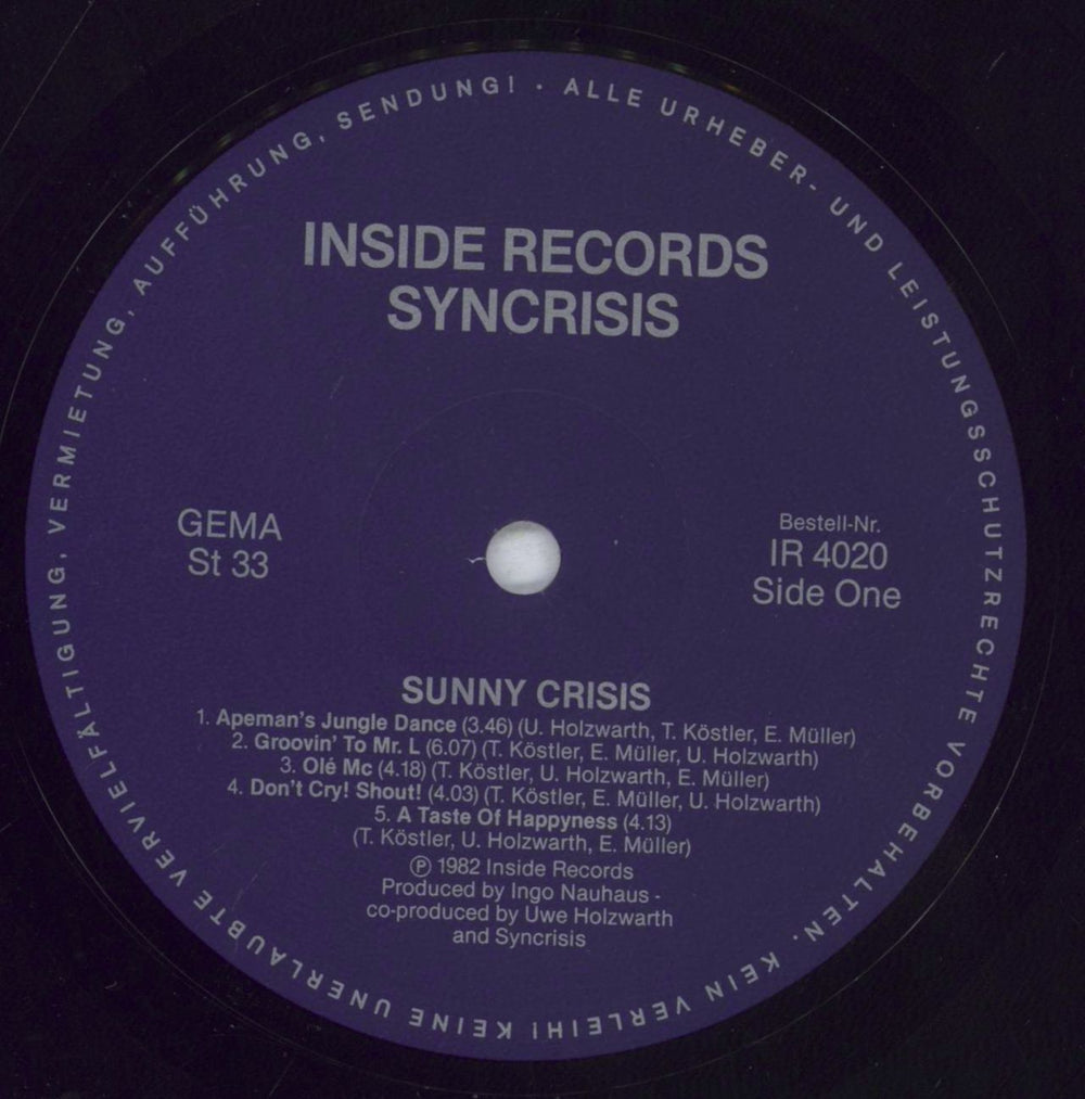 Syncrisis Sunny Crisis German vinyl LP album (LP record) 667LPSU833431