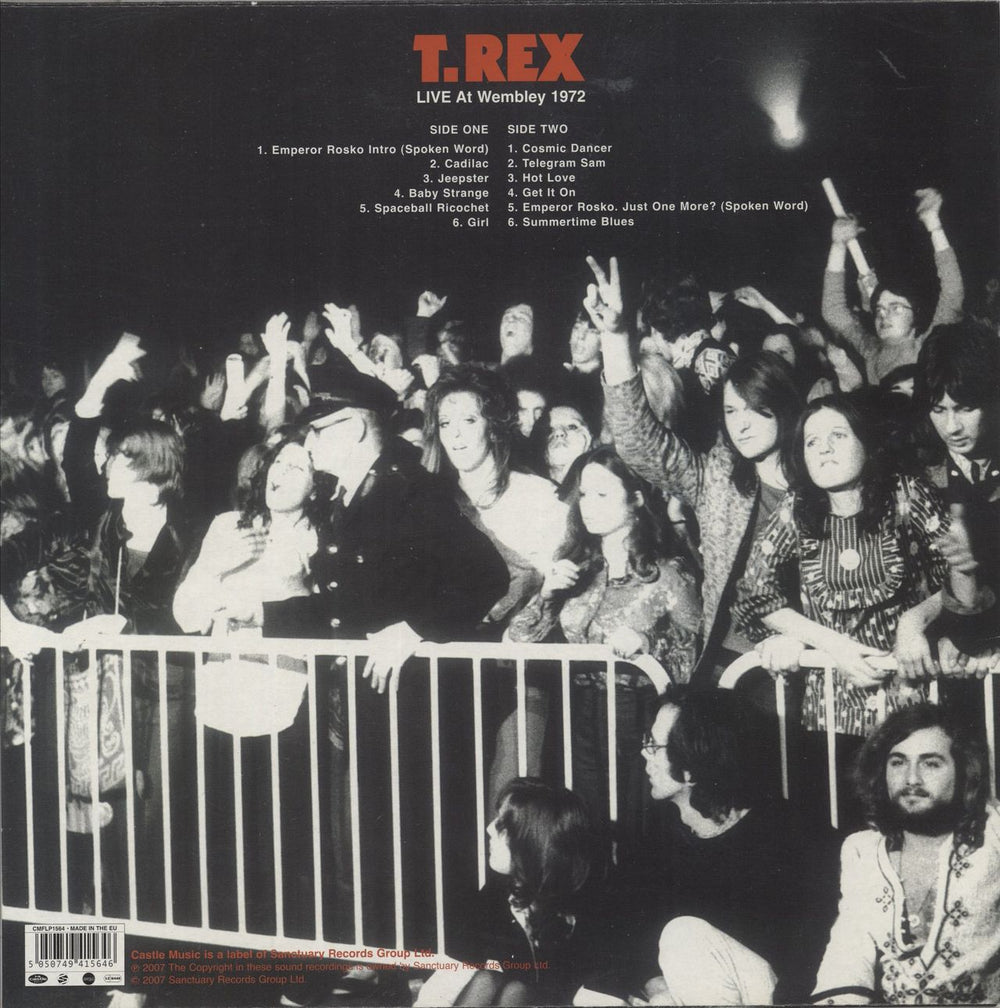 T-Rex / Tyrannosaurus Rex Live At Wembley 1972 UK vinyl LP album (LP record) 5050749415646