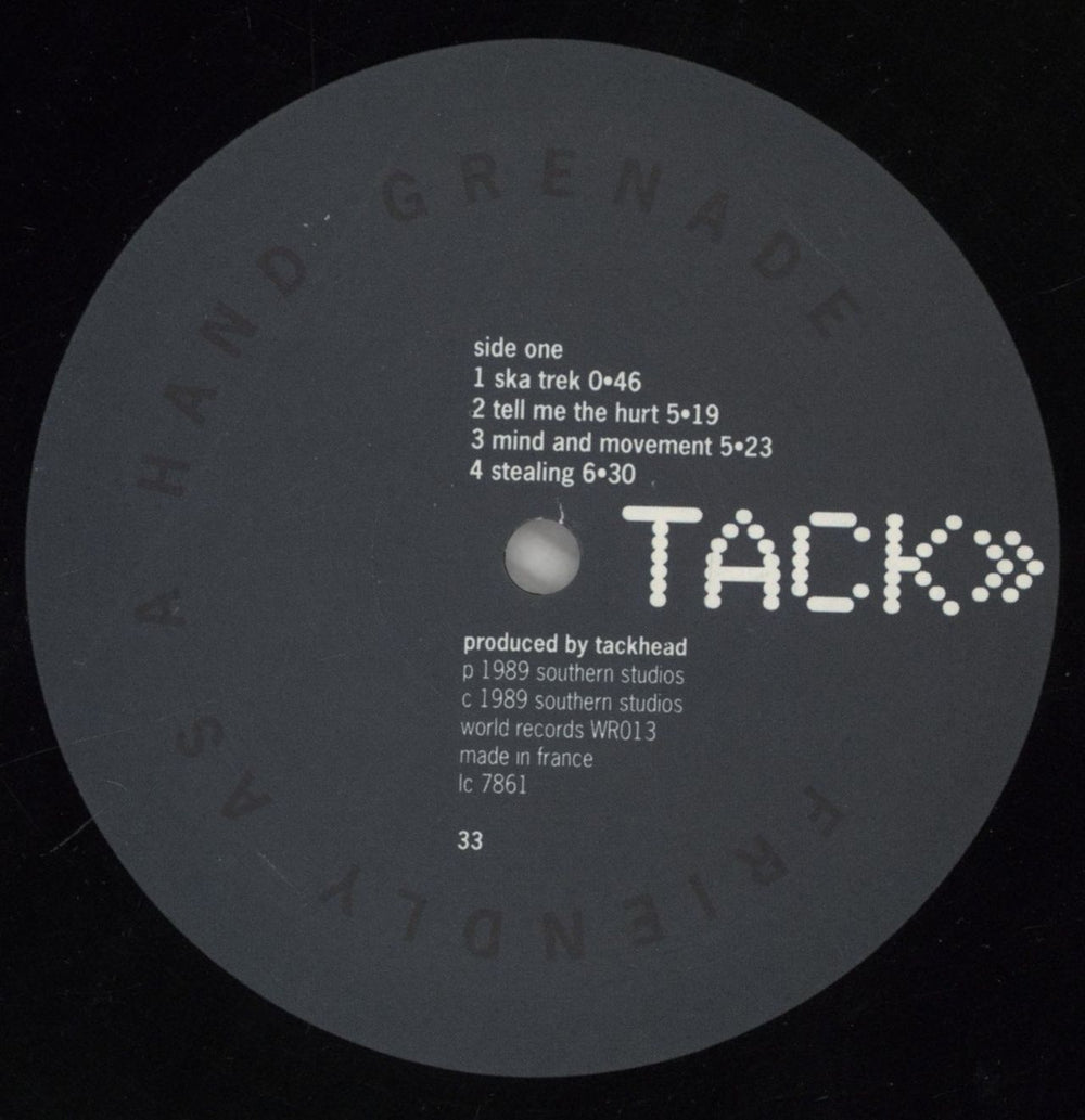 Tackhead Friendly As A Hand Grenade UK vinyl LP album (LP record) TK3LPFR705497