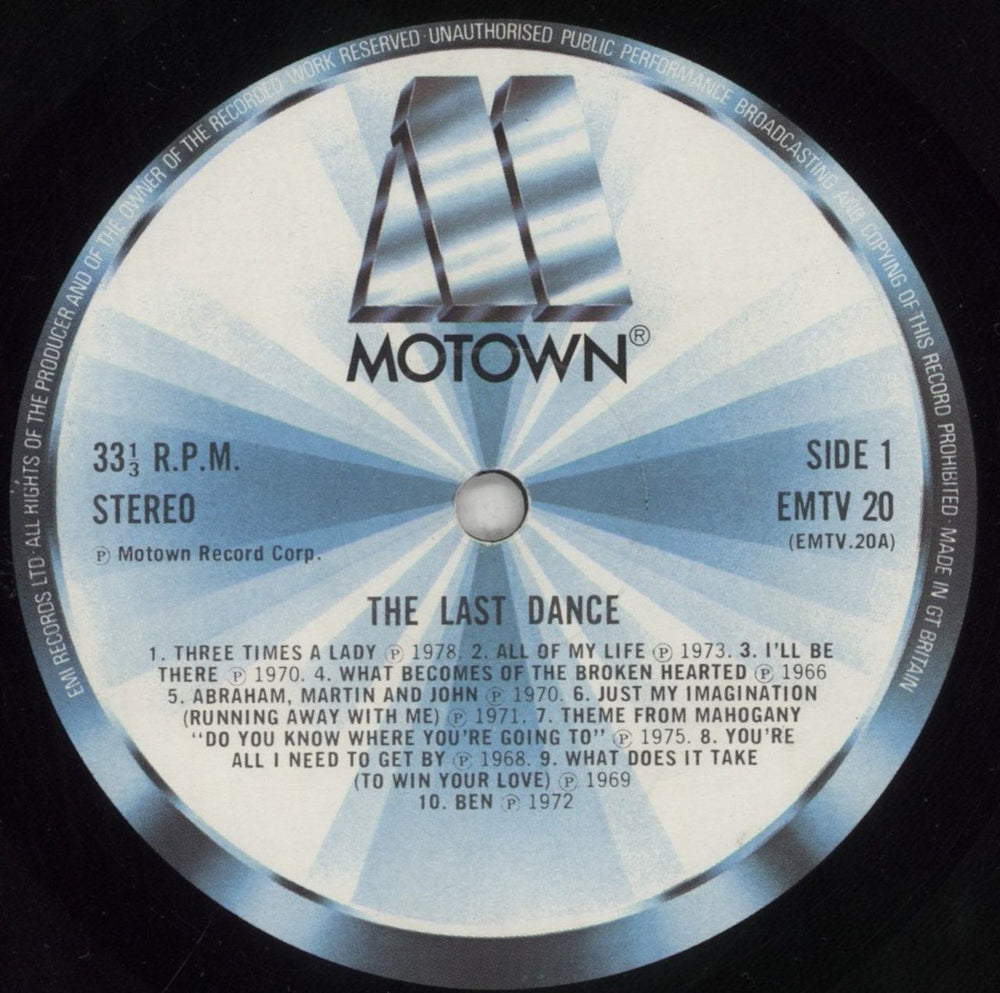 Tamla Motown The Last Dance - Blue Sleeve UK vinyl LP album (LP record) MTWLPTH387161
