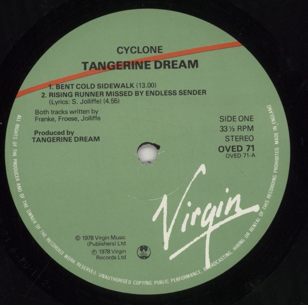 Tangerine Dream Cyclone UK vinyl LP album (LP record) TANLPCY674368