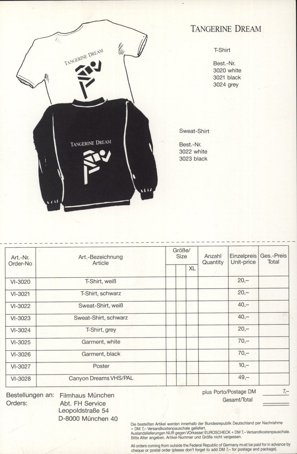 Tangerine Dream Optical Race + Insert German vinyl LP album (LP record)