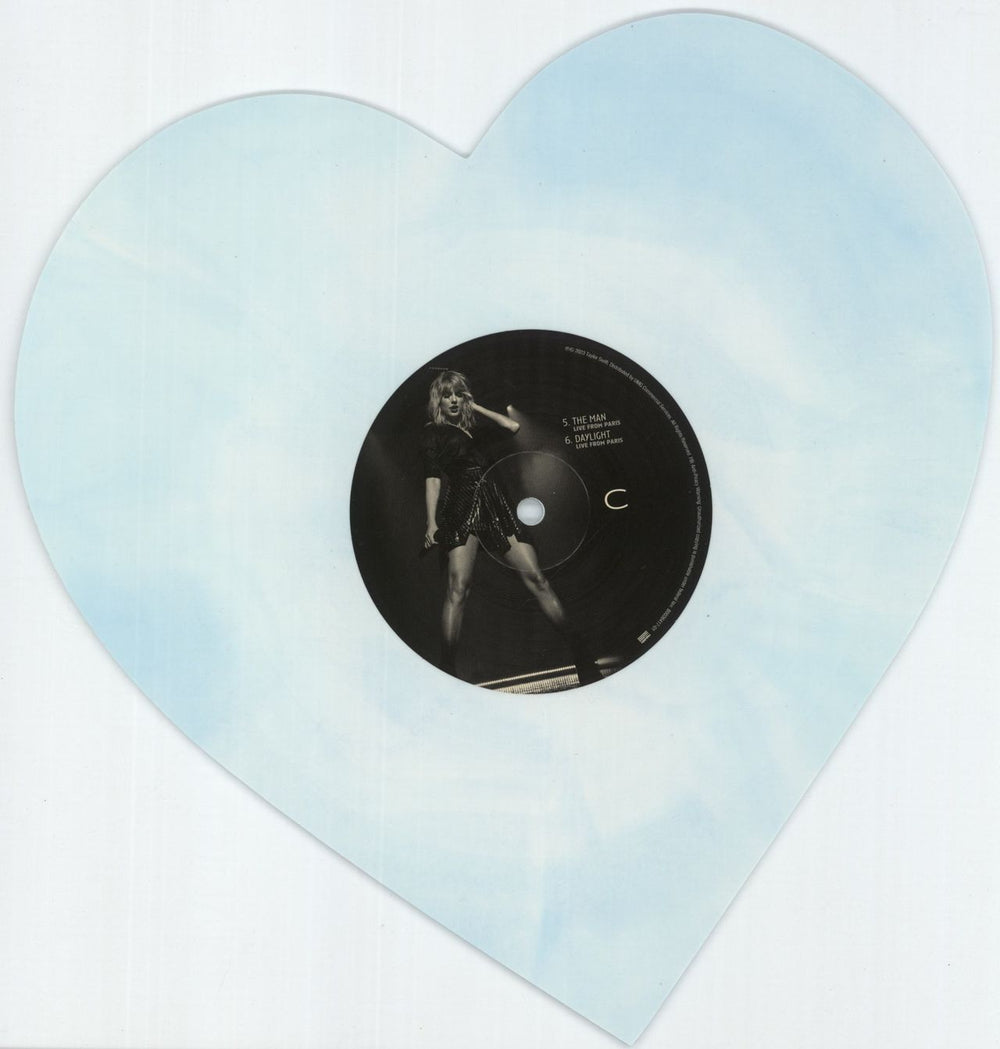 Taylor Swift Lover (Live From Paris) - 1st - 2 x 8" Heart-Shaped Pink & Baby Blue Marbled Vinyl US 8" vinyl single (8 inch record)