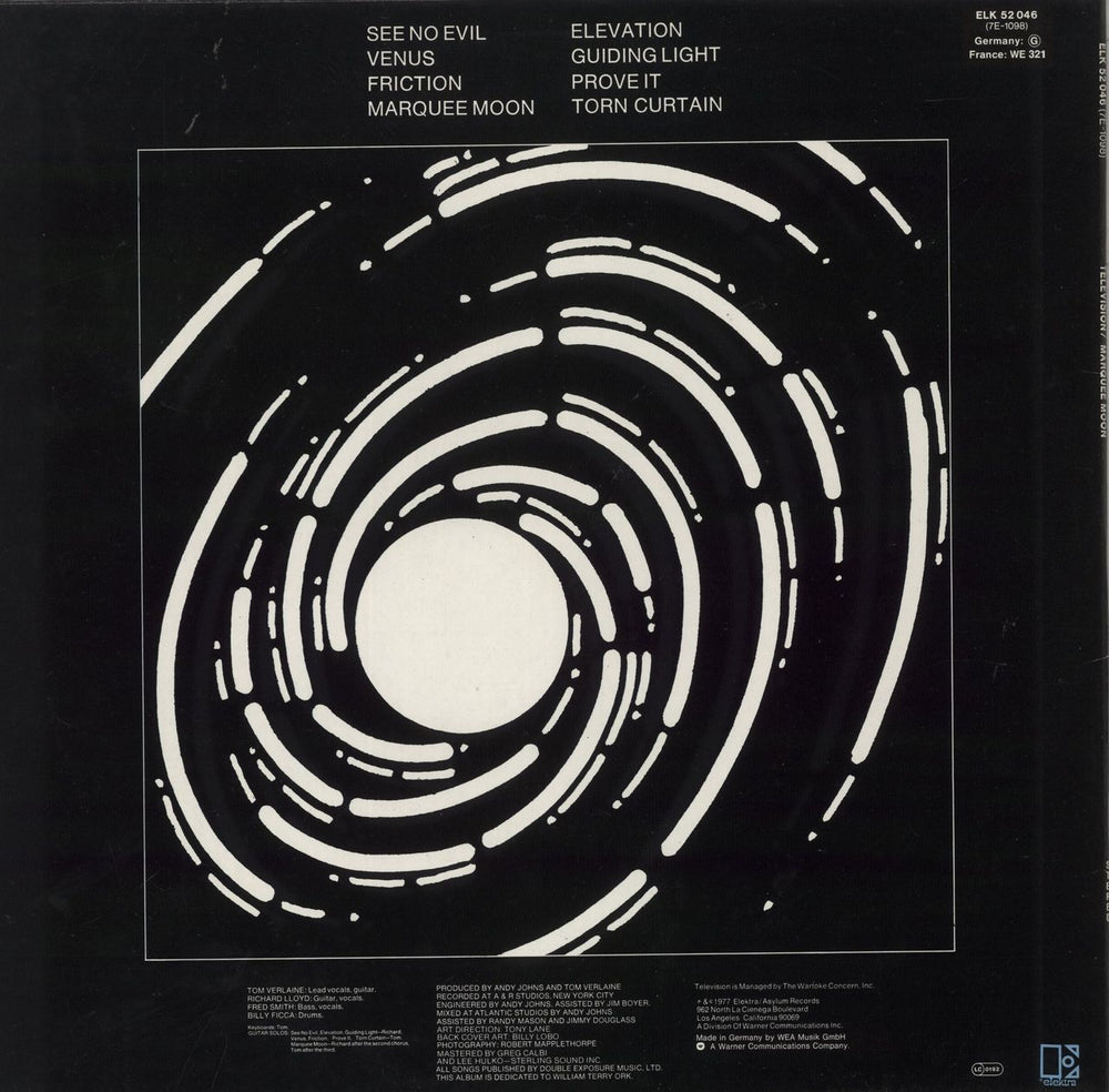 Television Marquee Moon - Red Label German vinyl LP album (LP record) 075596061612