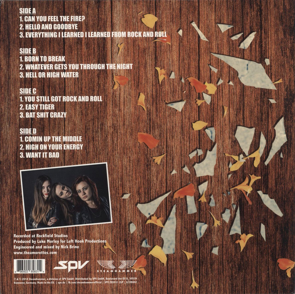 The Amorettes Born To Break - Blue With Black Swirl Vinyl + CD - Autographed UK 2-LP vinyl record set (Double LP Album) 886922858314