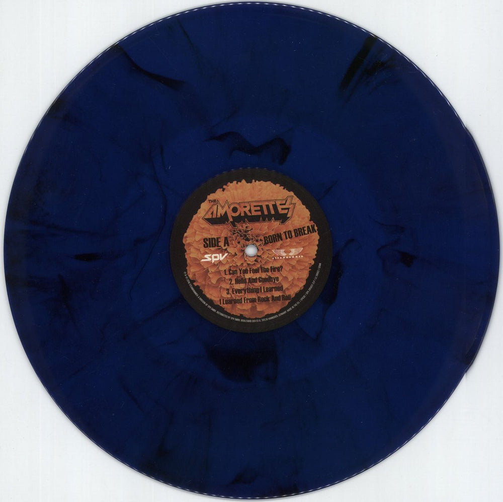 The Amorettes Born To Break - Blue With Black Swirl Vinyl + CD - Autographed UK 2-LP vinyl record set (Double LP Album) 9L72LBO875503