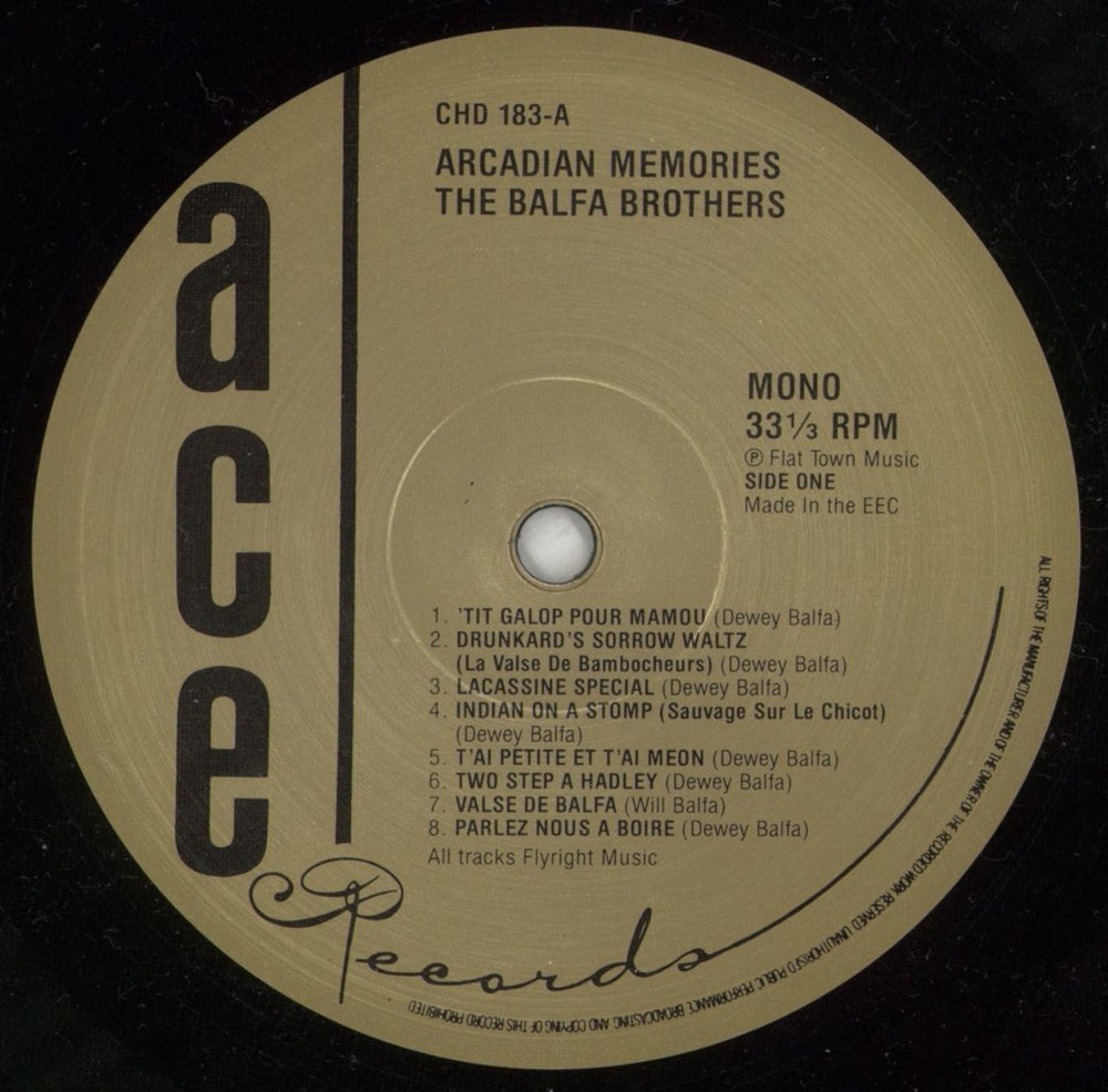 The Balfa Brothers Arcadian Memories UK vinyl LP album (LP record) 5OOLPAR869288