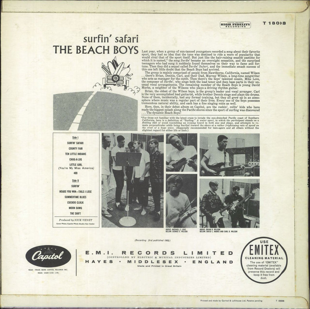 The Beach Boys Surfin' Safari - P 1962 label UK vinyl LP album (LP record)