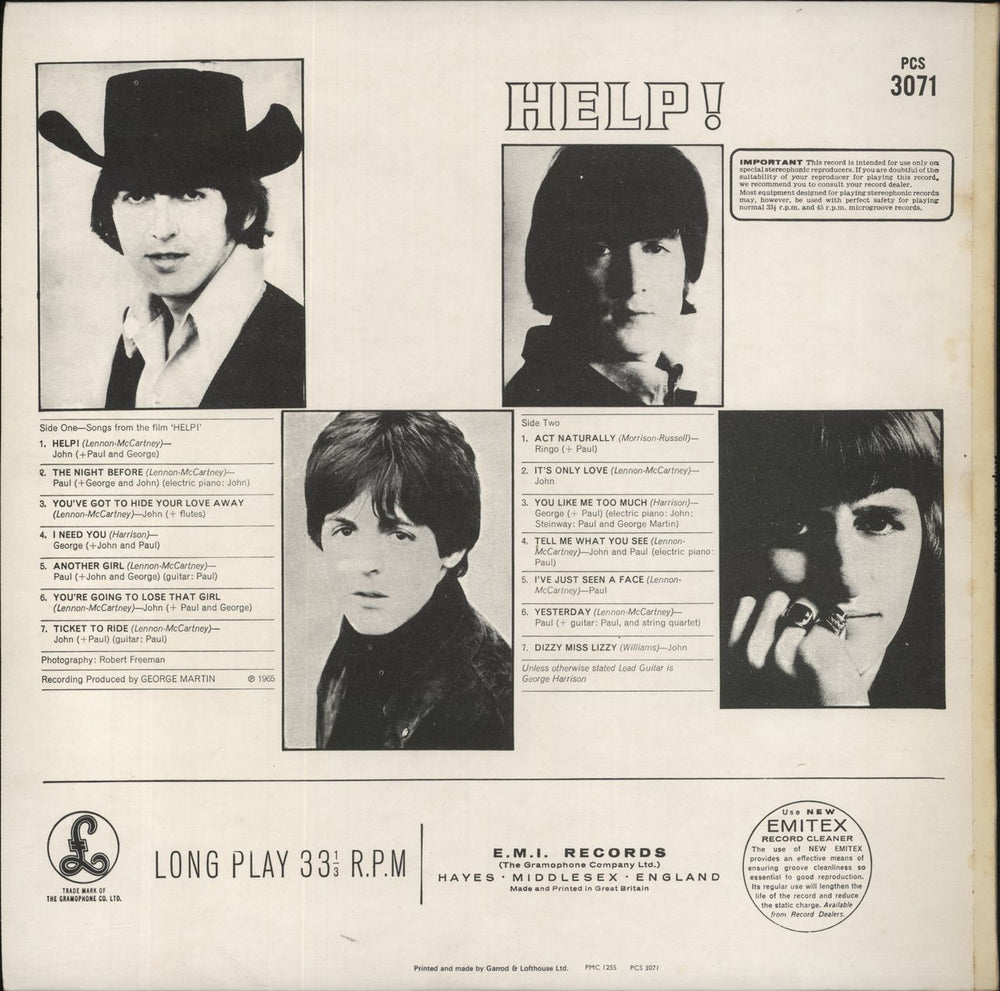 The Beatles Help! - EMI - Fr Lam - EX UK vinyl LP album (LP record)