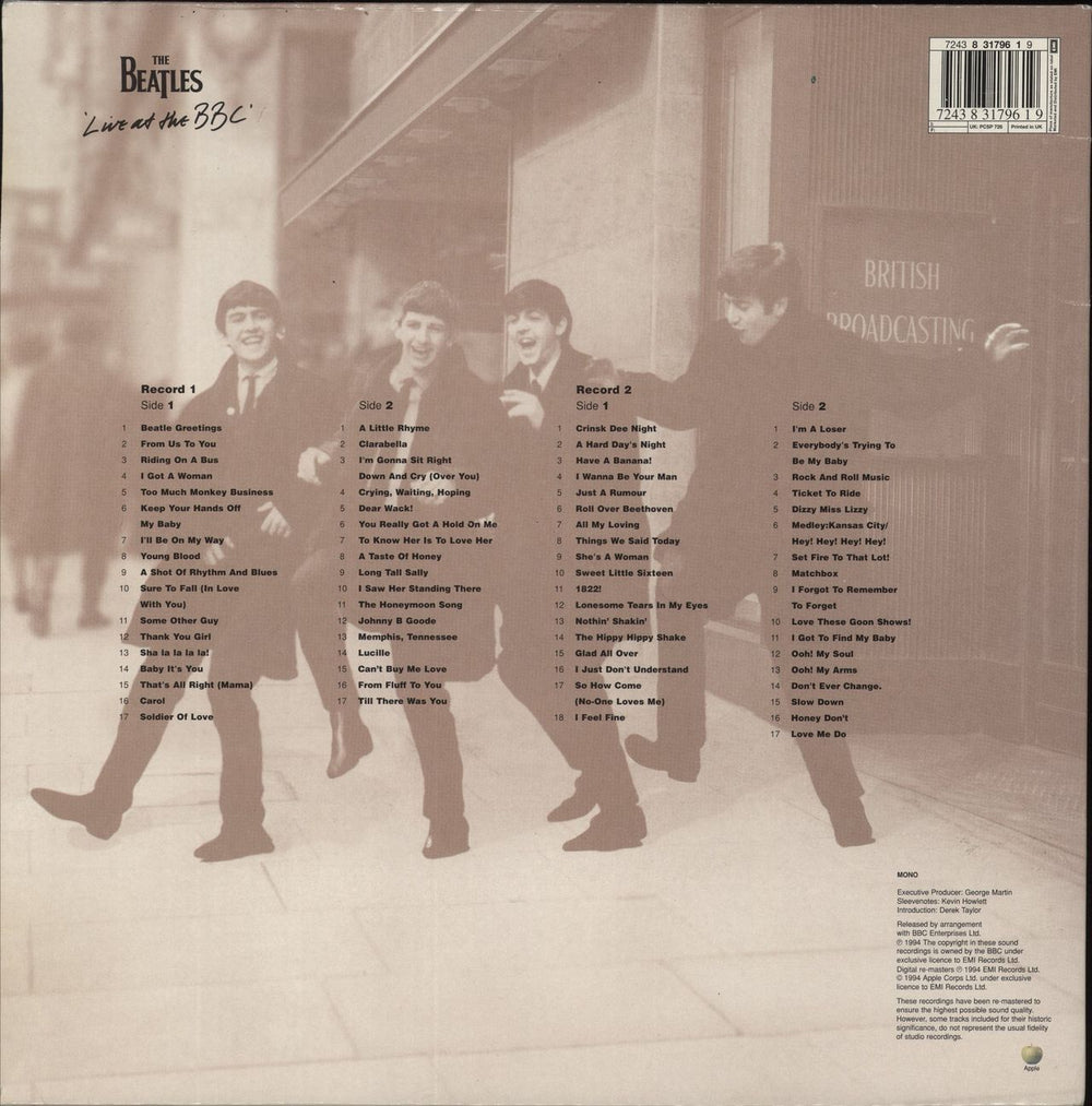 The Beatles Live At The BBC - EX - Card Insert UK 2-LP vinyl record set (Double LP Album) 724383179619