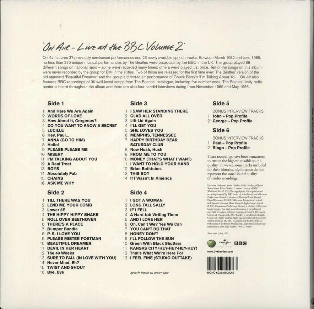 The Beatles On Air - Live At The BBC Volume 2 - Sealed UK 3-LP vinyl record set (Triple LP Album) 602537505067