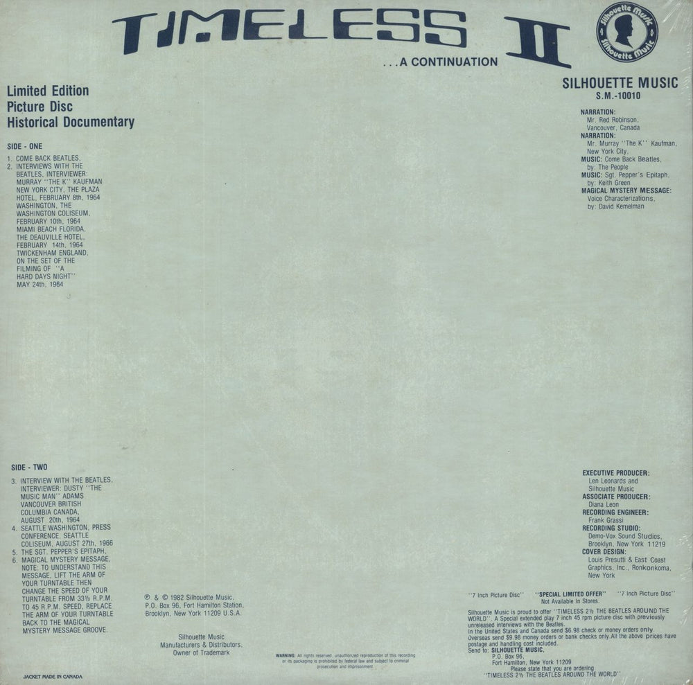 The Beatles Timeless II - Sealed US picture disc LP (vinyl picture disc album)