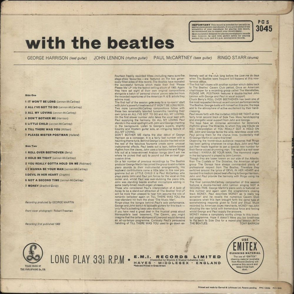 The Beatles With The Beatles - 1st - VG UK vinyl LP album (LP record)