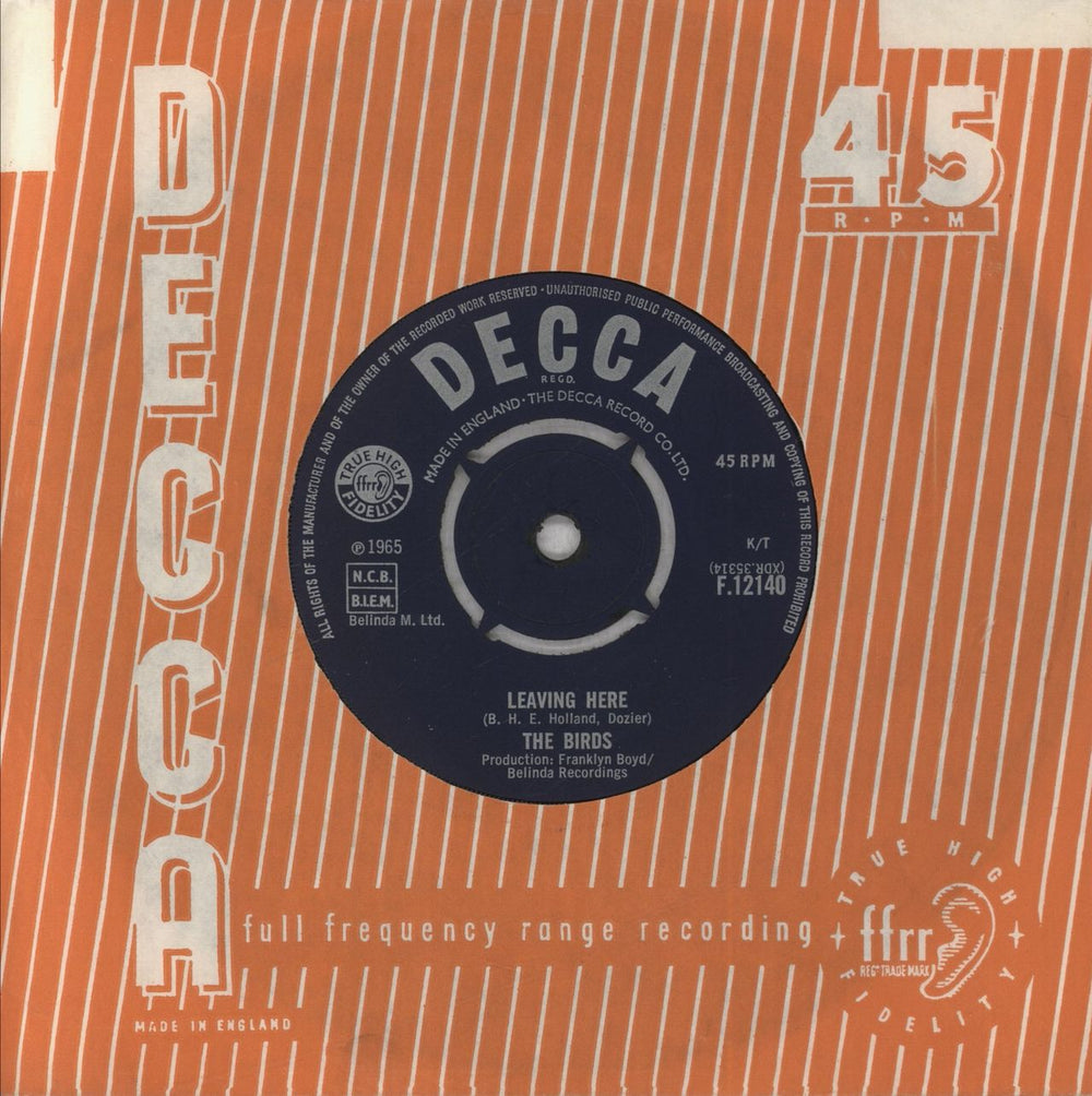 The Birds Leaving Here UK 7" vinyl single (7 inch record / 45) F.12140