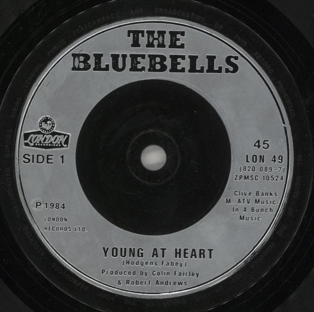 The Bluebells Young At Heart UK 7" vinyl single (7 inch record / 45) BBL07YO110055