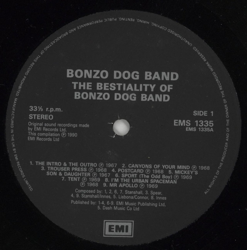 The Bonzo Dog Doo Dah Band The Bestiality Of Bonzo Dog Band UK vinyl LP album (LP record) BDBLPTH865137