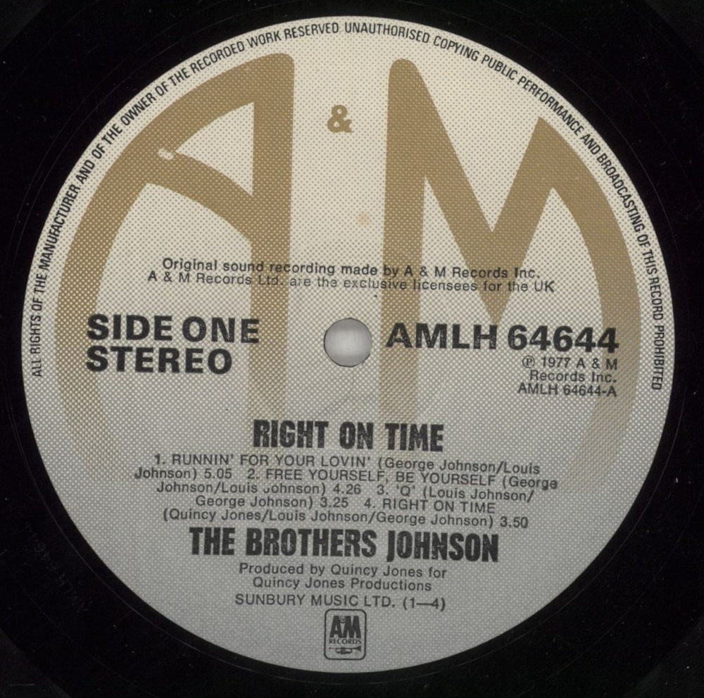 The Brothers Johnson Right On Time UK vinyl LP album (LP record) B/JLPRI868726