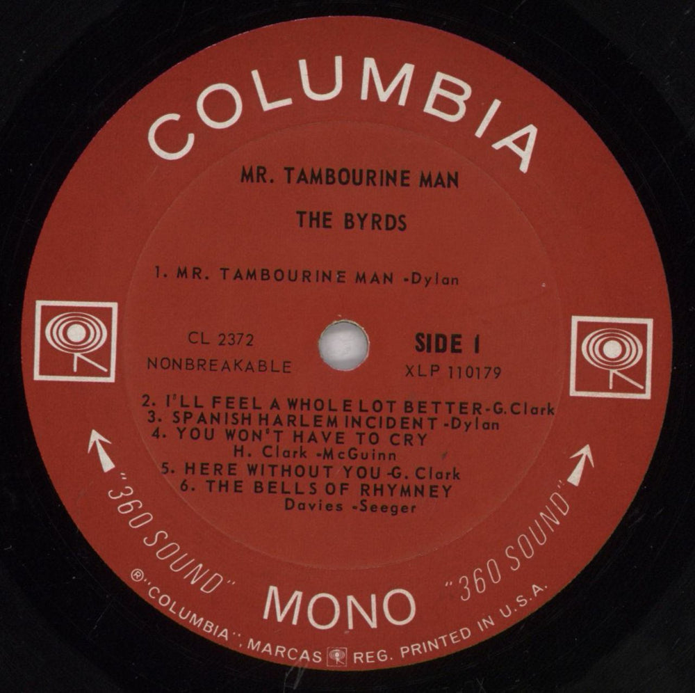 The Byrds Mr Tambourine Man - Red 360 Sound Label US vinyl LP album (LP record) BYRLPMR74801