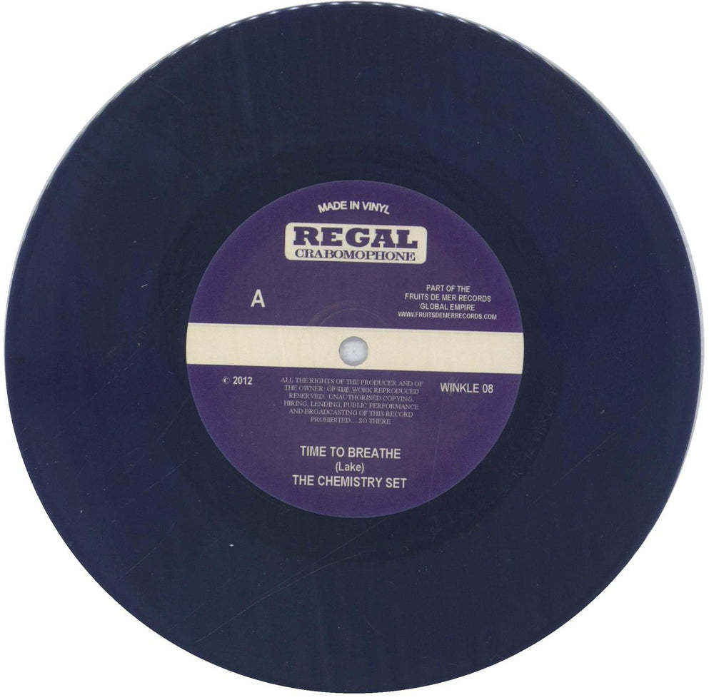 The Chemistry Set Time To Breathe - Solid blue vinyl UK 7" vinyl single (7 inch record / 45) C.S07TI836259